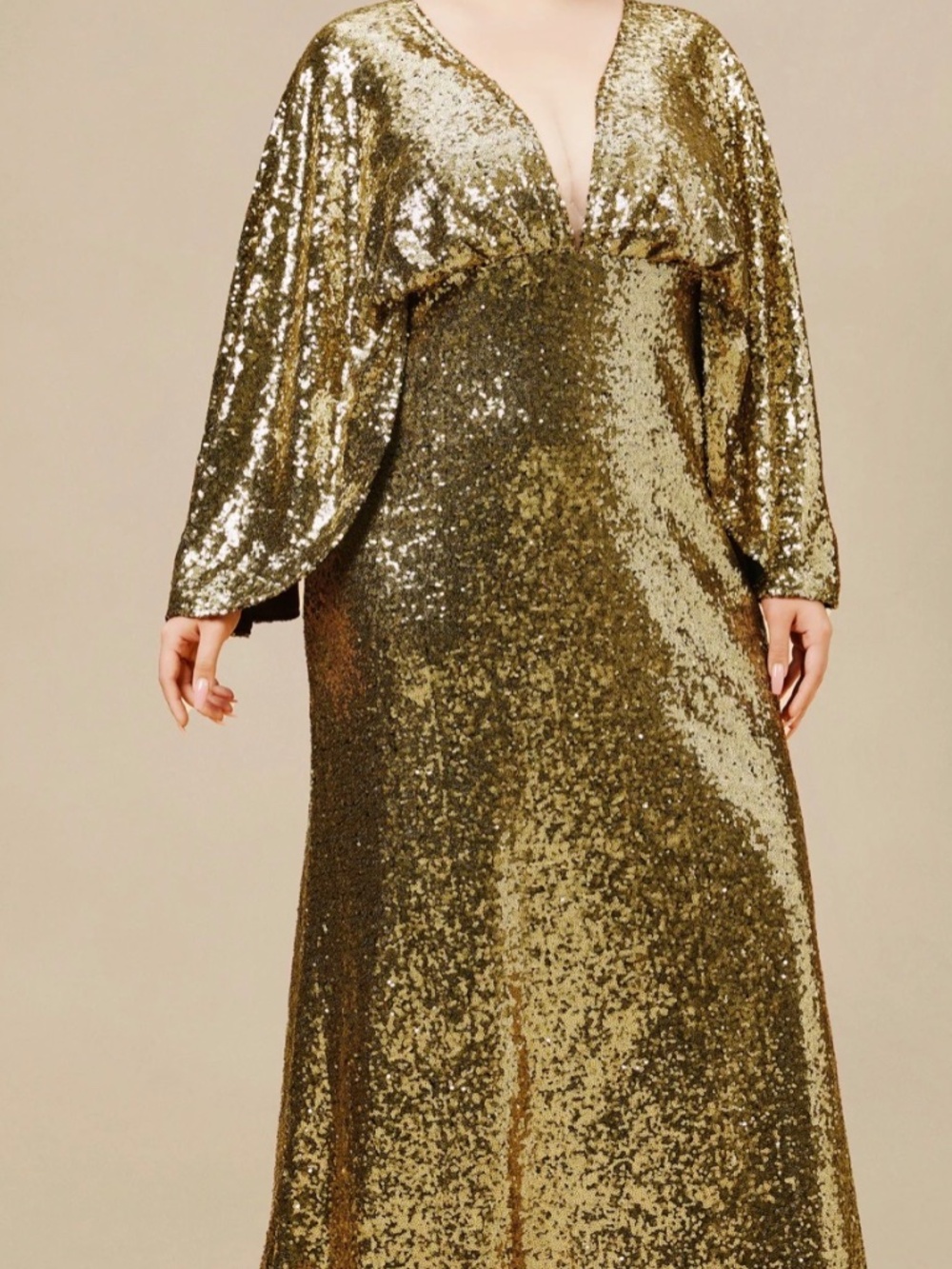 BABEYOND Gold Sequin Maxi Gown | 4XL | Glamorous Formal Evening Dress